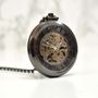 Black Open Face Personalised Pocket Watch, thumbnail 2 of 4