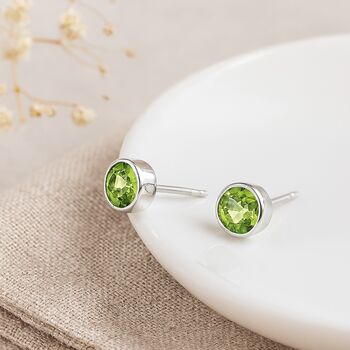 Sterling Silver Peridot Stud Earrings: August Birthstone – 5mm, 3 of 8