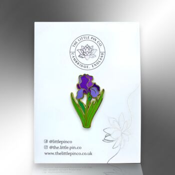 Purple Blue Iris Flower Hard Enamel Pin, 5 of 9