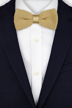 Wedding Handmade 100% Polyester Knitted Tie In Beige, 7 of 8