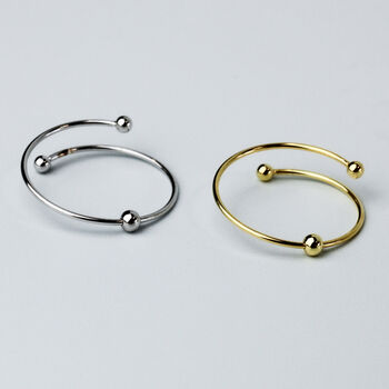 Sterling Silver Spiral Bead Adjustable Ring, 5 of 7