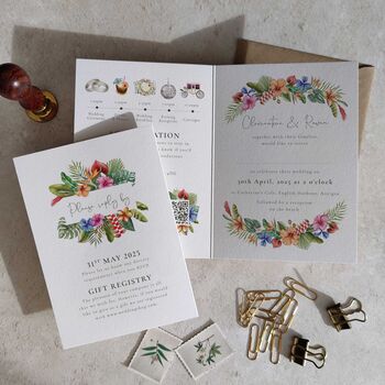 Tropical Folded Wedding Invitation Suite, 3 of 7