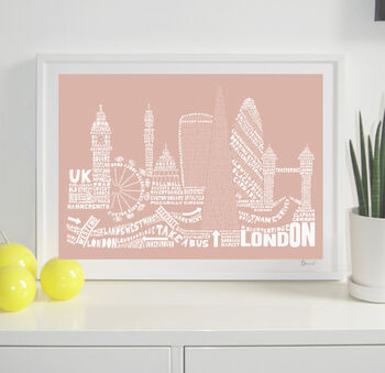 London Two Skyline Typography Print Personalised, 3 of 8