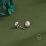 Sterling Silver Genuine Freshwater Pearl Cz Stud Earrings, thumbnail 4 of 12
