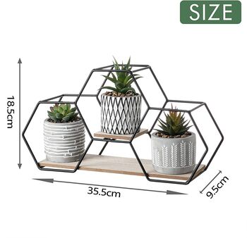 Set Of Three Artificial Plants With Wood Metal Shelf, 2 of 4