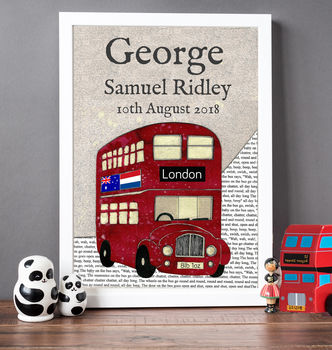 Personalised London Bus Nursery Print, 2 of 10