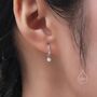 Sterling Silver Tiny Mother Of Pearl Huggie Hoop Earrings With Sleeper Hoops, thumbnail 4 of 12