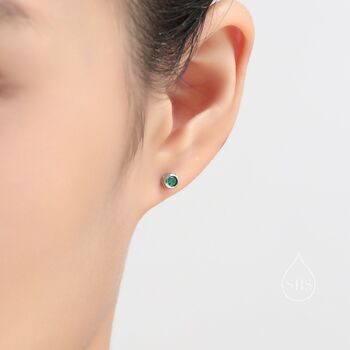 Extra Tiny Emerald Green 2mm Cz Stud Earrings, 4 of 11