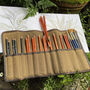 Personalised Leather And Canvas Brush And Pencil Roll, thumbnail 3 of 8