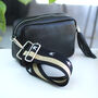 Personalised Black Crossbody Bag With Patterned Strap, thumbnail 3 of 8