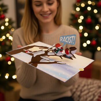Dreaming Of A White Christmas?! Cheeky Christmas Card With Funny 3D Pop Up Robins, 2 of 12