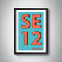 Se12 Lee, Mottingham London Postcode Typography Print, thumbnail 1 of 6