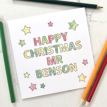 Happy Christmas Teacher Colour In Card, 2 of 4