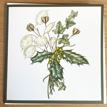 Winter Berries Christmas Botanical Art Cards Pack, 5 of 5