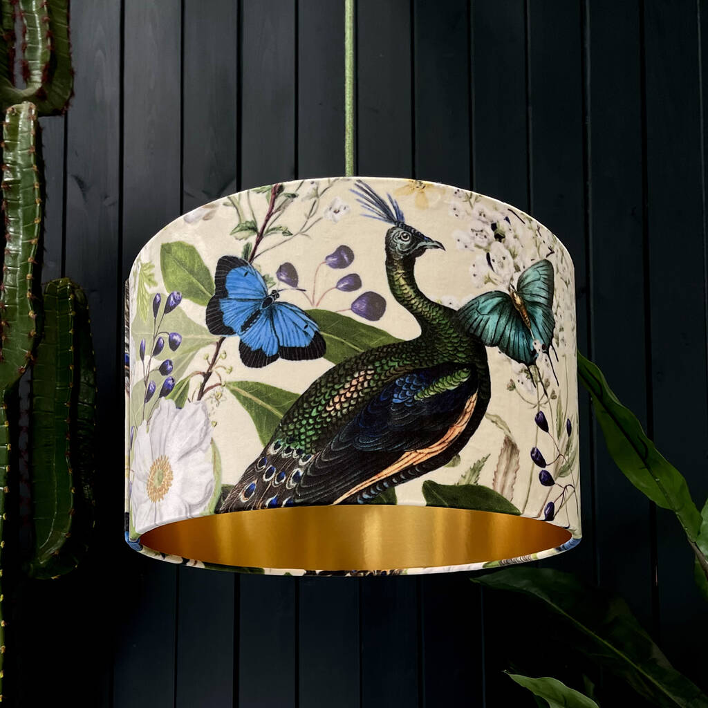 Parchment Mythical Plumes Lampshade With Gold Lining, 1 of 3