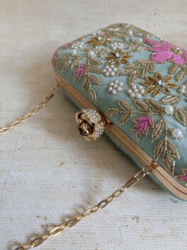 Floral Mint Green Clutch Bag, 11 of 12