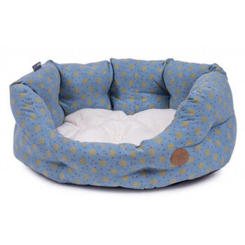 Blue Multi Spot Oval Luxury Dog Bed, 4 of 7