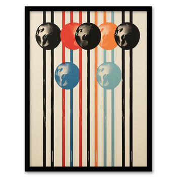 Abstract Orbs Simple Stripes Mid Century Wall Art Print, 4 of 6
