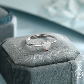 Fire Opal Heart Ring In Sterling Silver, 3 of 12