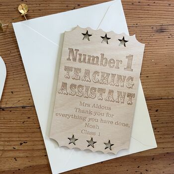 Personalised Number One Teacher Wooden Gift Card, 8 of 10