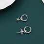 Mismatched Manta Ray Fish And Starfish Huggie Hoop Earrings In Sterling Silver, thumbnail 3 of 8