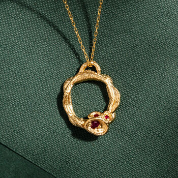 Real Ruby And Gold Vermeil Plated Eternity Necklace, 5 of 9