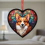 Corgi Stained Glass Effect Heart Suncatcher, thumbnail 4 of 6
