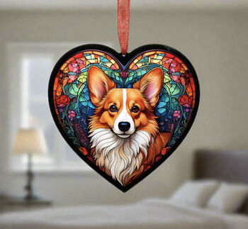 Corgi Stained Glass Effect Heart Suncatcher, 4 of 6