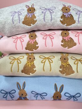 Bunnies And Bows Embroidered Sweatshirt, 4 of 5