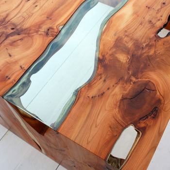 Yew And Glass Coffee Table, 3 of 6