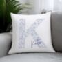 Personalised Floral Blue Initial Cushion, thumbnail 3 of 4