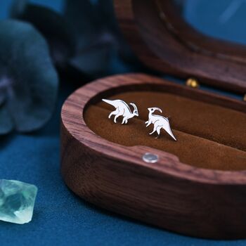 Parasaurolophus Dinosaur Stud Earrings Sterling Silver, 2 of 12