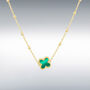 9ct Gold Malachite Clover Pendant, thumbnail 1 of 4