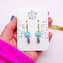 Powder Blue Star And Silver Glitter Drop Earrings, thumbnail 1 of 5