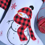 Personalised White Tartan Stocking With Snowman, thumbnail 3 of 5