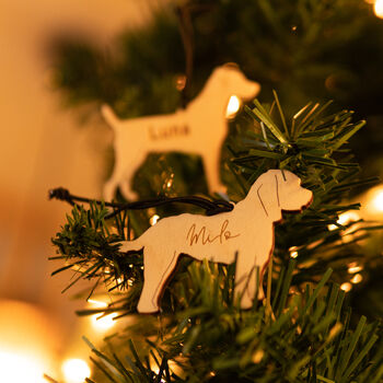 Personalised Wooden Dog Christmas Tree Decoration, 7 of 9
