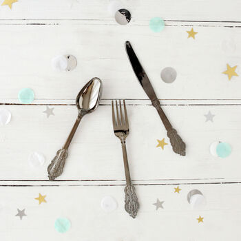 Metallic Silver Ornate Party Cutlery For Six, 4 of 6