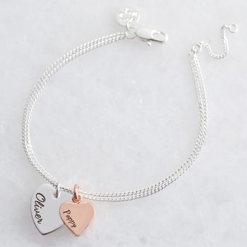 Personalised Double Heart Charm Bracelet, 6 of 9