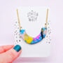 Colourful Geometric Curved Statement Necklace, thumbnail 1 of 5