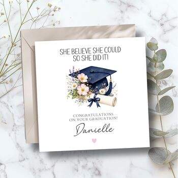 Graduation Floral Hat Card, She Did It Graduation Card For Her, Daughter,Granddaughter, 2 of 3