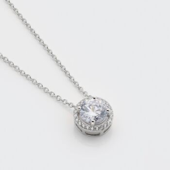 Round White Topaz 925 Sterling Silver Necklace, 2 of 4