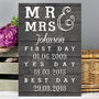 Personalised Wedding First Day, Yes Day, Best Day Sign, thumbnail 1 of 2