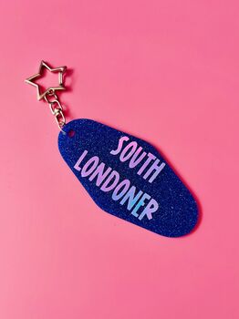The 'South Londoner' Sparkly Motel Keyring / Londoner Gift / Urban Lifestyle Accessories / Cute Statement Keyring, 3 of 7