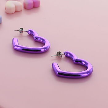 Fun Statement Valentine Heart Hoop Earrings, 7 of 10