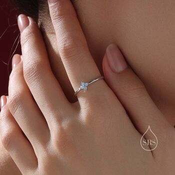 Blue Hydrangea Cz Flower Minimalist Ring, 7 of 10
