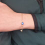 Turkish Blue Evil Eye Friendship Gold Plated Bracelet, thumbnail 3 of 6