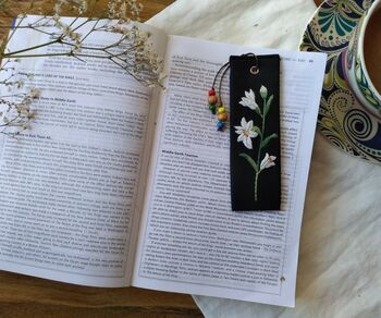 Hand Embroidered Lily Bookmark, 6 of 7