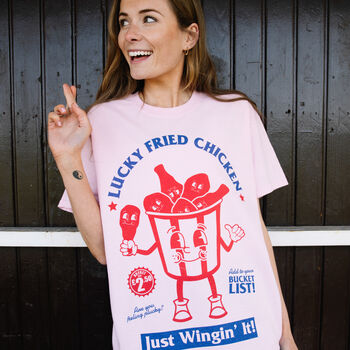 Lucky Fried Chicken Womens Slogan Tshirt, 2 of 3