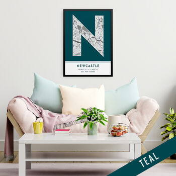 Newcastle City Map Wall Art Print, 6 of 9