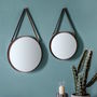 Set Of Two Round Mirrors With Faux Leather Straps, thumbnail 1 of 1